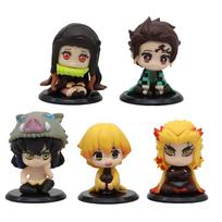 Naujas 9 vnt./rinkinys Anime Demon Slayer Veiksmo figūrėlės - Tanjirou Nezuko Zenitsu Inosuke Kyoujurou Q versija PVC Kawaii žaislas Dovanų rinkinys black
