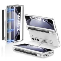Samsung Galaxy Z Fold 5 magnetinis sulankstomas dėklas su rašiklio laikikliu ir visapusiška apsauga Without Pen gray