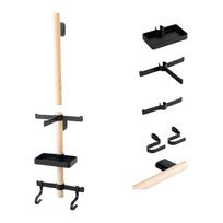 Bike For Helmet and Sunglasses Wall Rack with Rustic Beech Wood Rod and Secure Mounting Options for Home or Garage black