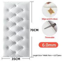 3D lipnūs vandeniui atsparūs sienų lipdukai: Apsauga nuo susidūrimo, nuo užsiteršimo, minkšta tatami, skirta vaikų kambariui arba miegamajam. white