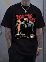 Retro gangster movie style printed t-shirt adopts  training day  movie L gray