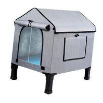 Insulated Outdoor Cat House Heated Weatherproof Shelter for Feral Kitty Elevated Cat Enclosure for Barn Porch gray L gray