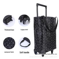 Compact Folding Travel Trolley Bag with Wheels - Ideal for Camping, Shopping, and Household Use black