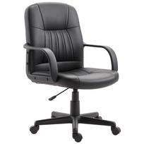 Ergonomic and Swivel Office Chair, Office Armchair with Adjustable Height in Faux Leather 60x60x94-103cm Black 60 x 60 x 103 cm