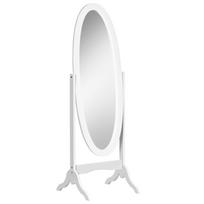 Ovalus pastatomas veidrodis Shabby Chic stiliaus Reguliuojamas pasvirimo kampas dim. 48I x 46P x 147A cm MDF Baltas 48 x 46 x 147 cm