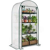 Garden Greenhouse Balcony Greenhouse UV-Resistant Roll-Up Door 4 Shelves PE Cover 80 x 50 x 160 cm White 80 x 50 x 160 cm