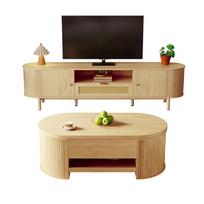 Living Room Furniture Set with Height-Adjustable Coffee Table and TV Cabinet – Modern Design, Storage Space (also available individually) natūrali