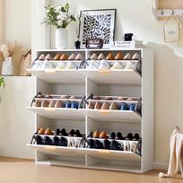 Modern Shoe Cabinet, 6 Flap Compartments, Free-Standing Rack, Open Shelves, Entrance Area or Hallway, White, W118/H115/D25 cm (OLD SKU N657P28515758W) 118 x 25 x 115 cm balta