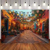 Mexican Fiesta Día De Los Muertos Backdrop Day Of The Dead Theme Birthday Party Wall Decor Photo Booth Photography Supplies 59x51.1inch/150*130cm brown