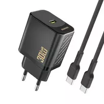 Dudao A27PCEU travel charger | 30W | PD, GaN | USB-C | with USB-C to USB-C cable included | black