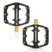 SIXSIXONE CNC Aluminum Bicycle Pedals With Sealed Bearings Mountain Road Bikes Black/Gold with damping, non-slip gray