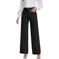 Womens High-Waisted Stretch Wide-Leg Trousers Casual Office Pants Lightweight Breathable XXL geltona