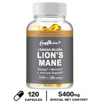 Coolkin Lion's Mane & Ginkgo Biloba Complex 5400mg Veggie Capsules 120 Count - Daily Wellness & Immune Support, Non-GMO 120*1