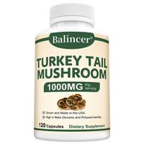 Balincer Turkey Tail Grybų Maisto Papildas, 1000mg, Beta Gliukanai ir Polisacharidai, 120 Kapsulių 120 Capsules