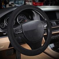 38cm Keturių sezonų automobilio vairo užvalkalas Kvėpuojantis sumuštinio audinys Universalus vairo apsaugas Automobilis mėlyna
