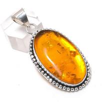 Baltiško gintaro brangakmenio 925 svarų sterlingų sidabro papuošalo pakabukas 2,09 colio orange