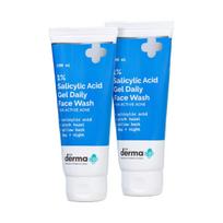 The Derma Co 1% Salicylic Acid Gel Face Wash 100ml Pack of 2 for Oily Acne-Prone Skin white