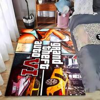 GTA seksualios merginos raštuotas flanelinis kilimas, neslystantis, tinkamas miegamojo, svetainės ir vaikų kambario dekoravimui 100x150cm( 39x59in) white