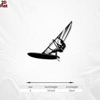 1pc Windsurfing Metal Wall Art, Sports Sculpture for Patio Garden Fence, Weather Resistant Decor, New Year Easter Gift for Water Sports Lovers M/35CM/14Inch black