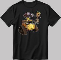 Wall E And Groot Short Sleeve White-Black Men's / Women's T-Shirt E122 2XL black