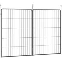 Set of 2 Extension Panels for Puppy Playpen, Dog Fence Panels, Pet Playpen, Puppy Fence Made of Steel, Grey 80 x 1.5 x 100 cm pilka