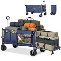 300L+120L Wagon and Tailgate, 180cm Foldable Wagon with Extra Wide 17x10 cm All-Terrain Wheels, Ideal for Garden, Shopping, and Outdoor Use (Blue) 131 x 66 x 115.5 cm mėlyna