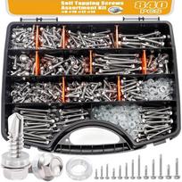 840pcs 410 Stainless Steel Self Tapping Screws Hex Washer Head Hex Nut Washer Kit  For Car 840pcs balta