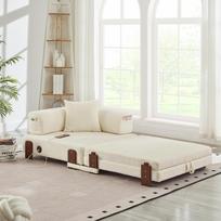 2-in-1 Folding Sofa with Sleep Function & USB/Type C Port & Storage, Compact Sofa Bed with Armrests for Small Spaces, Guest Room & Loft - Beige 84 x 170.5 x 48 cm smėlis
