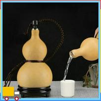 Versatile-Gourd Wine Flask Outdoor Water Bottle With Tassel Rope Outdoor Portable Water Bottle With Stopper Flagon Kettle Chines beige