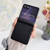 Samsung ZFlip8 Case: Central Axis Magnetic & Morandi Leather Texture with Magnetic Suction Ring, Flip567 Protective Cover. Samsung Galaxy Z Flip6 rožinė