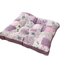 Rustic Floral Print Korean-Style Tatami Cushion Non-slip Square Chair Cushion Thickened Cotton Filling Seat Pad Dinning Chair beige