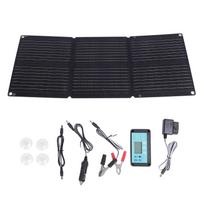 90W sulankstomas saulės skydelis 12V 24V OBD sąsaja Didelio efektyvumo ETFE Nešiojamas saulės skydelis elektros tiekimui black