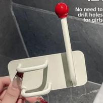Plastikinis dvigubas kabliukas vonios kambariui, tvirtinamas prie sienos be gręžimo, plaukų aksesuarų organizatorius, 3 kg talpos 1pcs geltona