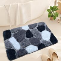 [Soft Bath Mat] Soft Plush Pebble-Shaped Bath Mat | Non-Slip Backing,Ultrafine Polyester Blend, Multicolor Options for Bedroom & Living Room Decor 40*60cm/16*24inch black