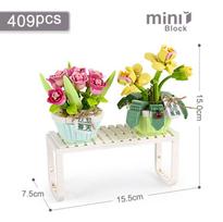 Mini bonsai statybiniai blokeliai, gėlė, pasidaryk pats, vazoninių augalų puokštė 3d modelių papuošalai Vaikiški lavinamieji žaislai merginai dovanoms yellow