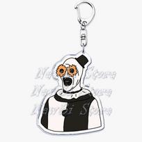 Siaubo filmo Terrifier Art The Clown Raktų pakabukai Raktų žiedas Aksesuarams Krepšiui Saulėgrąžos Akiniai Klouno Raktų Pakabukas Papuošalai Gerbėjų Dovanos white