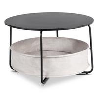 Apvalus kavos staliukas 75 cm, juodas MDF / metalas
