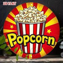 Vintage Popcorn Tin Sign Round Metal Poster Wall Art for Cafe Home Gift red