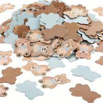 100pcs Teddy Bear Paper Confetti for Baby Shower Girl Boy Kids Bear Theme Birthday Party Decoration Supplies Table Scatter beige