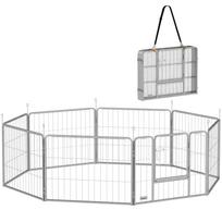 Pet Enclosure, Dog Fence, Pet Playpen, Flexibly Adjustable, Stainless Steel 160 x 160 x 60 cm sidabras