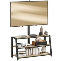 Televizoriaus spintelė su laikikliu 32-70 colių televizoriams, atviros lentynos, reguliuojamas kampas 35 laipsniai, 108x41x135cm, natūralaus medžio efektas 108 x 41 x 135 cm