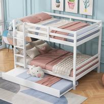 140*200Cm bunk beds, children's beds, bunk beds with pull-out bed, high railings, sturdy staircase, white 204.5 x 145 x 150 cm balta