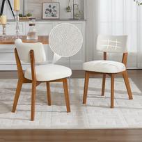 Modern Mid-Century Style Dining Chair Set of 2, Solid Wood Legs Fabric Upholstered Seat for Kitchen, Dining Room or Office (Beige Linen) 54.5 x 47 x 77 cm smėlis