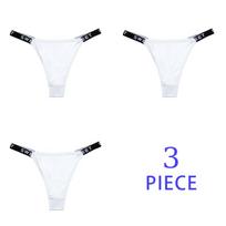 TERMEZY 3Pcs/Lot Women's Sexy Low‑rise Thongs Letter‑Print Waistband Satin Panties Soft Skin‑Friendly Breathable Thongs L gray