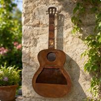 Iron SixString Planter Wall | Rustic Distressed Finish, Guitar Planter, for Garden beige