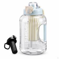 Large Capacity Water Bottle with Handle, Leakproof Tritan Sports Jug for Gym, Outdoor, and Black 1800ml gray