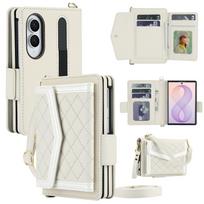 Crossbody Multi Cards Solt Wallet Flip Leather Case for Samsung Galaxy Z Fold8 Fold 8 Wide Pen Slots Shockproof Stand RFID Cover Galaxy Z Fold 8 violetinė