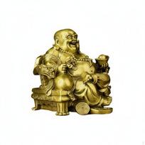 Laughing Buddha Statue Good Luck Symbol Brass Maitreya Figurine Craftsmanship Feng Shui Wealth 3 Inch