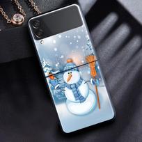 Case For Samsung Galaxy Z Flip 3 4 5G Black Hard PC Phone Housing Z flip4 Luxury Segmented Cover Cartoon Snowman Christmas Samsung Z Flip 4 gray