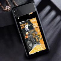 Case For Samsung Galaxy Z Flip 3 4 5G Black Hard PC Phone Housing Z flip4 Segmented Cover Cute Cartoon Astronaut Star Space Samsung Z Flip 4 black